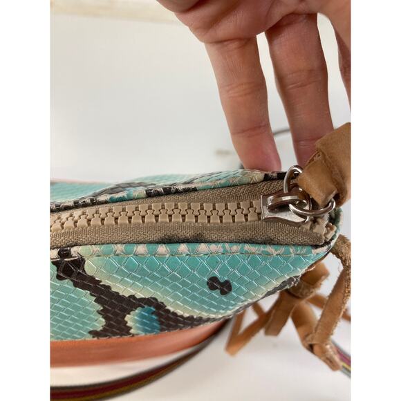 CONSUELA MEDIUM PEACH, TEAL CROSSBODY BAG WITH SNAKE PRINT - Picture 12 of 16
